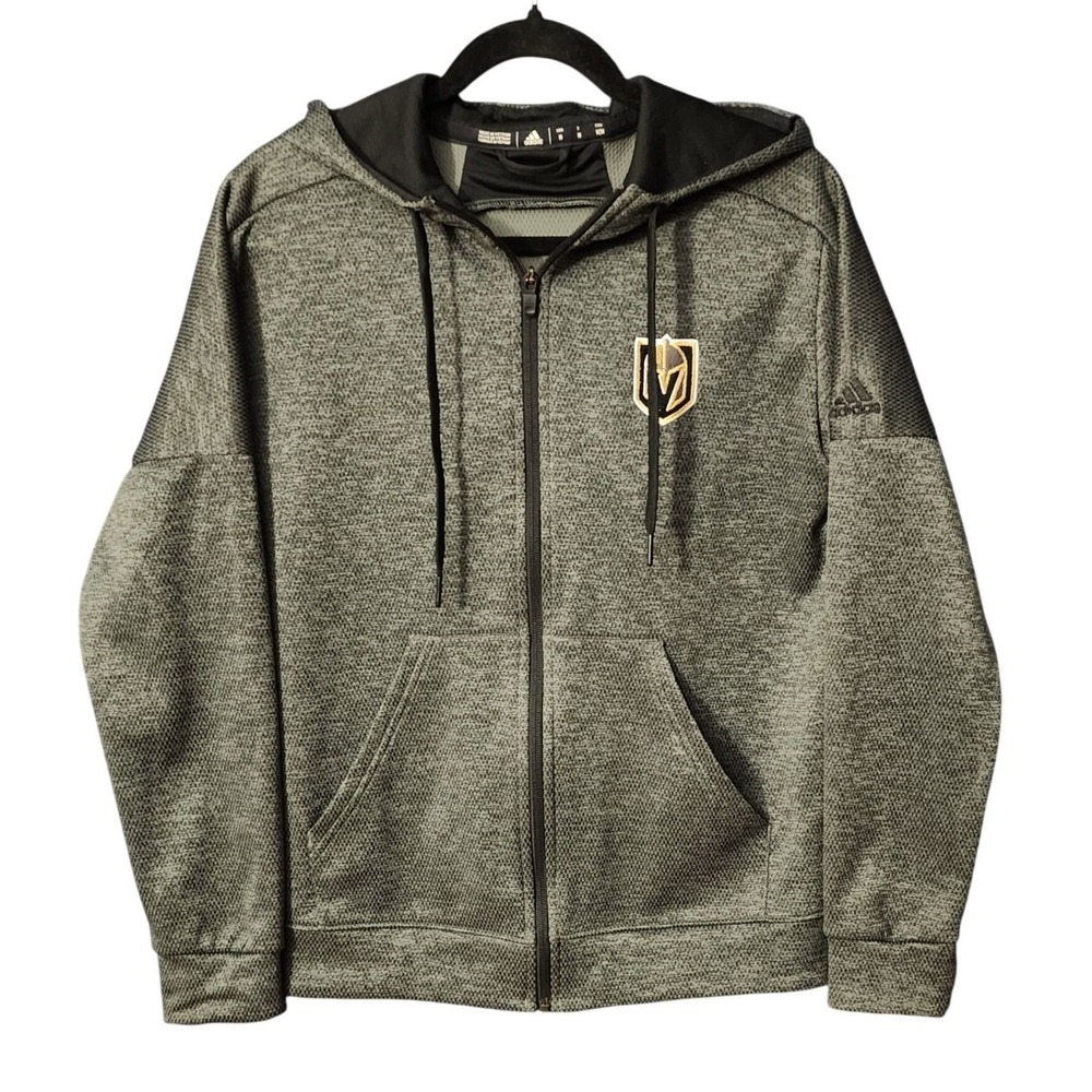 Adidas Mens Vegas Golden Knights Hockey Hoodie Grey Full Zip‎ Climawarm Jacket S